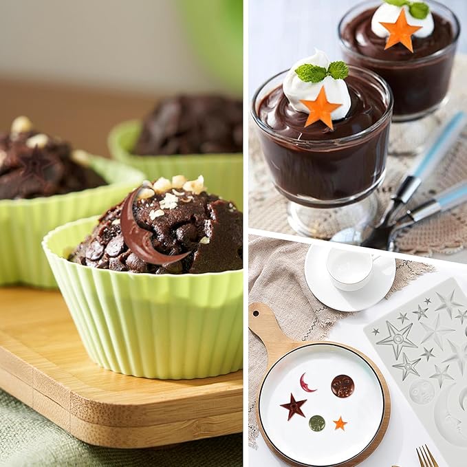 1 Pcs Star,Moon and Sun Silicone Mold for Chocolate, Fondant, Cake Decor and Epoxy DIY