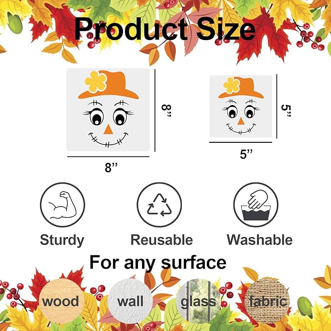 Fall Stencils Scarecrow Stencils Reusable Autumn Stencil DIY Crafts Templates for Painting on Wood Block T-Shirts Holiday Decor