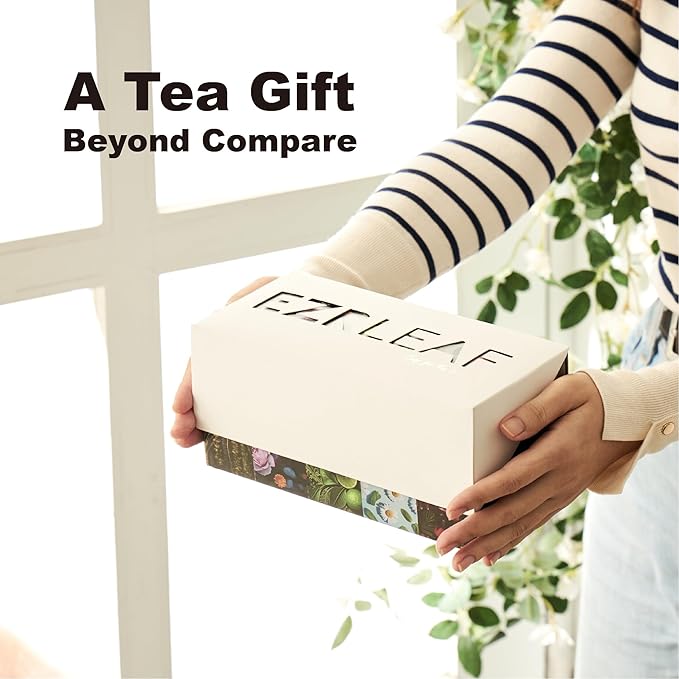Decaf Herbal Tea Sampler – EZR Leaf 22ct Caffeine-Free Pyramid Bags, Assorted Fruit & Floral Blends with Lemon Verbena, Chamomile Mint, Dreamland, Roselle – Variety Tea Gift Set for Tea Lovers