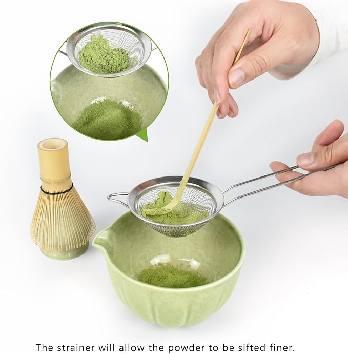 Artcome Japanese Matcha Set, Matcha Bowl with Pouring Spout, Matcha Whisk, Tea Scoop, Whisk Holder, Handmade Matcha Ceremony Kit For Japanese Tea Ceremony