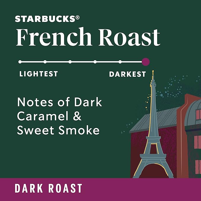 Starbucks K-Cup Coffee Pods, Dark Roast Coffee, French Roast for Keurig Brewers, 100% Arabica, 6 boxes (60 pods total)