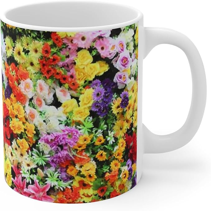 11 OZ Novelty Coffee Mugs - Christmas Gift (Floral Design Mug)