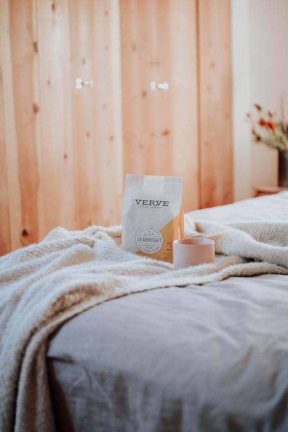 Verve Coffee Roasters Whole Bean Coffee Seabright House Blend | Medium Roast, Brewed or French Press, Direct Trade, Resealable Pouch | Enjoy Hot or Cold Brew | 12oz Bag