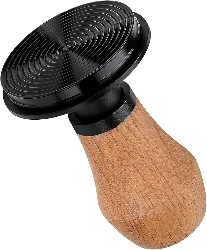 Normcore 58.5mm Coffee Tamper V4 - Coffee Tamper With Titanium PVD Coating Ripple Base -15lb / 25lb / 30lbs Replacement Springs, Spring Loaded Tamper With Genuine Oak Wood Handle