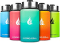 HYDRO CELL Stainless Steel Insulated Water Bottle with Straw - For Cold & Hot Drinks - Metal Vacuum Flask with Screw Cap and Modern Leakproof Sport Thermos for Adults (Mint/Green 14oz)