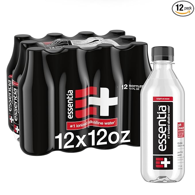 Essentia Water LLC; Ionized Alkaline Bottled Water; 99.9% Pure; 9.5 pH or Higher; Consistent Quality in Every BPA and Phthalate-Free Bottle; 12 Fl Oz (Pack of 12)