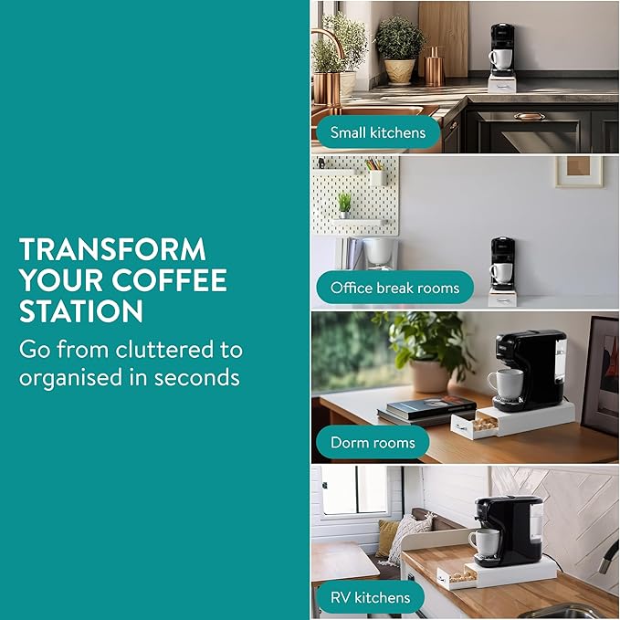 Navaris Coffee Pod Holder, Cream - Compact, Space Saving Coffee Capsule Storage Holders - Durable Espresso Organiser Station - Coffee Machine Drawer Ideal for Small Kitchens