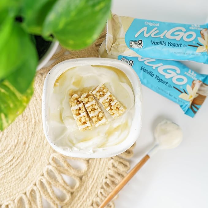 NuGo Protein Bar, Vanilla Yogurt, 11g Protein, 170 Calories, Gluten Free, 1.76 Ounce each, 15 Count (Pack of 1)