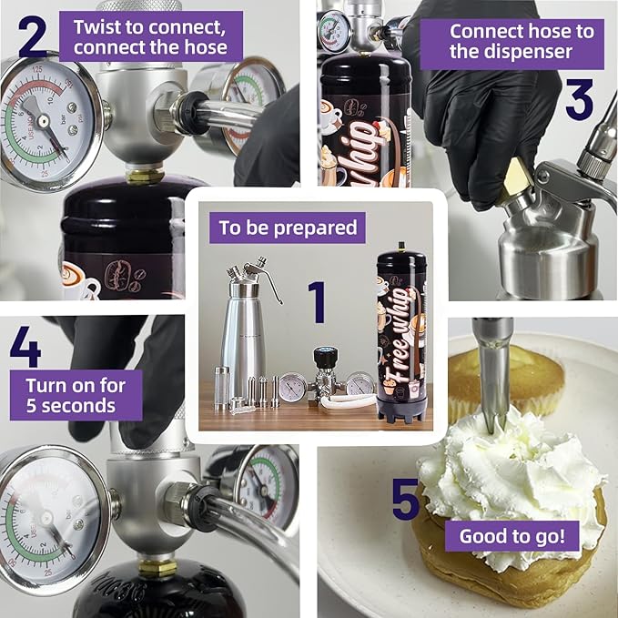 1364g Whipped Cream Charger 2.2L Whip Cream Charger Cartridges Whip Cream Charger Cylinder Food Grade Original Flavor (99.99% purity gas) 4-Pack