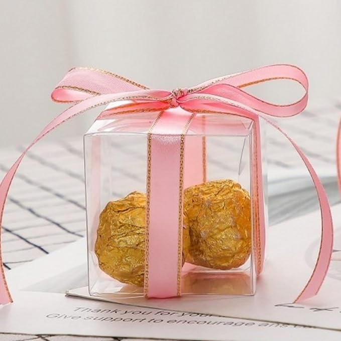 50Pack 2" x 2" x 2" Clear Gift Boxes Macaron Boxes Small Gift Boxes Golf Chocolate Boxes Smores Box Chocolate Bomb Box Birthday Wedding Party Favor