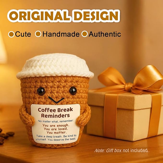 Coffee Lovers Birthday Gifts for Women Men, Positive Animals Espresso Themed Office Desk Decor, Inspirational Motivational Encouragement Little Reminders Present