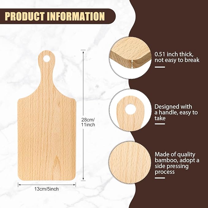 Lounsweer 6 Pcs Thicken Cutting Board Bulk Wood Board for Chopping Serving Charcuterie Material for Laser Engraving Mother' Day Wedding Housewarming Gift