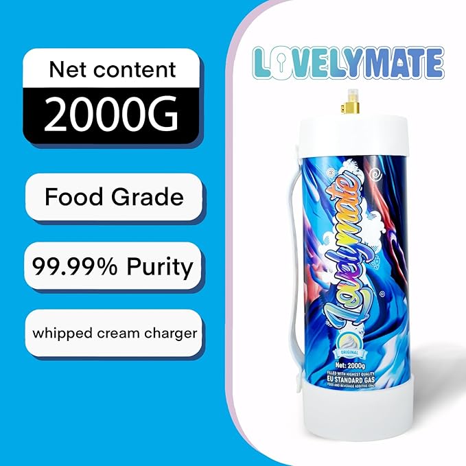 Whipped Cream Charger Tank 3.3L 2000G Whip Cream Charger Cylinder Food Grade Flavored (Tips Included) (4, Original)