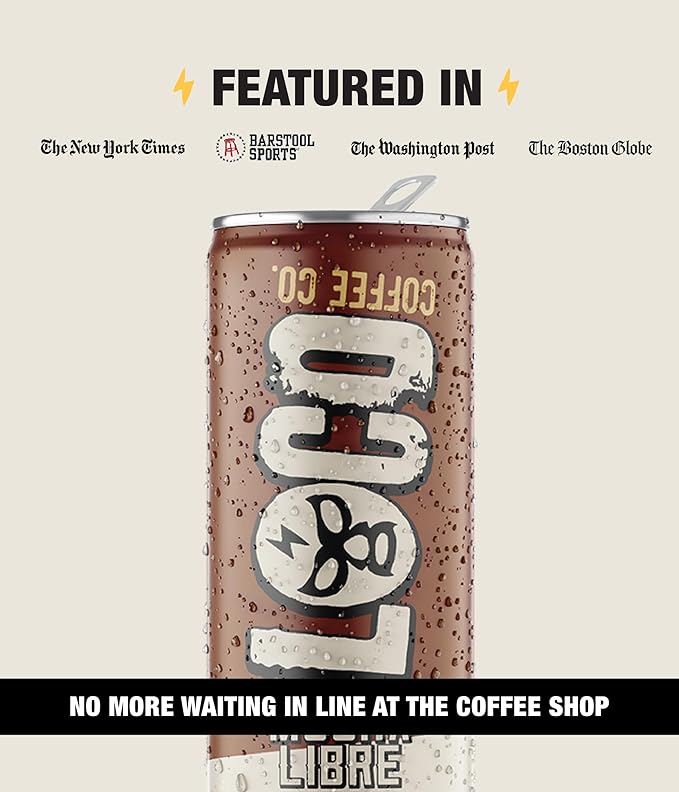 Loco Coffee Mocha Latte 11 Ounce Can, 12 Count | Zero Sugar, 200mg Caffeine | Gluten Free and Dairy Free | Low Calorie Iced Coffee