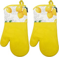 Delaney Silicone Oven Mitts Set - Extra Long, Heat Resistant Kitchen Gloves, Non-Slip Holders for BBQ, Baking, Cooking Essentials, Yellow Citrus, Kitchen Decor, Oven Gloves, New Home Gifts