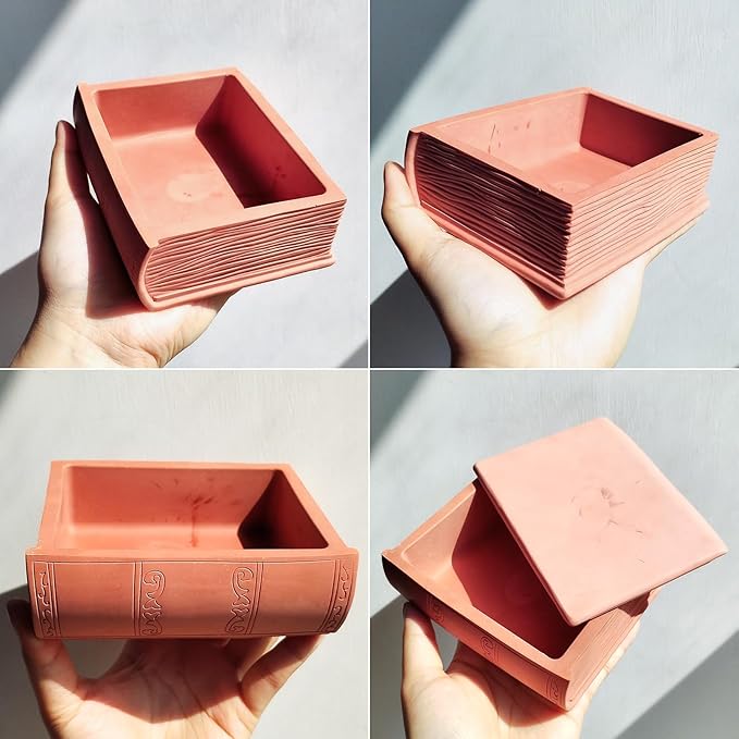 Wehous Resin Box Mold with Lid Book Shape Storage Box Silicone Molds for Epoxy Resin Concrete 3D Candle Holder Jewelry Trinket Container Succulent Plant Pot Mold DIY Art Casting Craft Home Decor