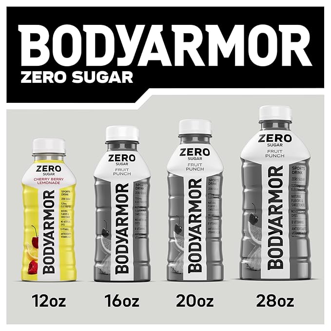 BODYARMOR ZERO Sugar Watermelon Strawberry, Sugar Free Sports Drink - Low-Calorie Hydration - Natural Flavors with Potassium Packed Electrolytes, Antioxidants, and B-vitamins, 12 fl oz (Pack of 8)