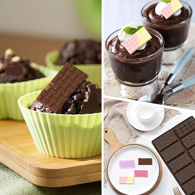 2 Pcs Brown Mini Chocolate Bar Mold for Dubai, Candy Silicone Mold