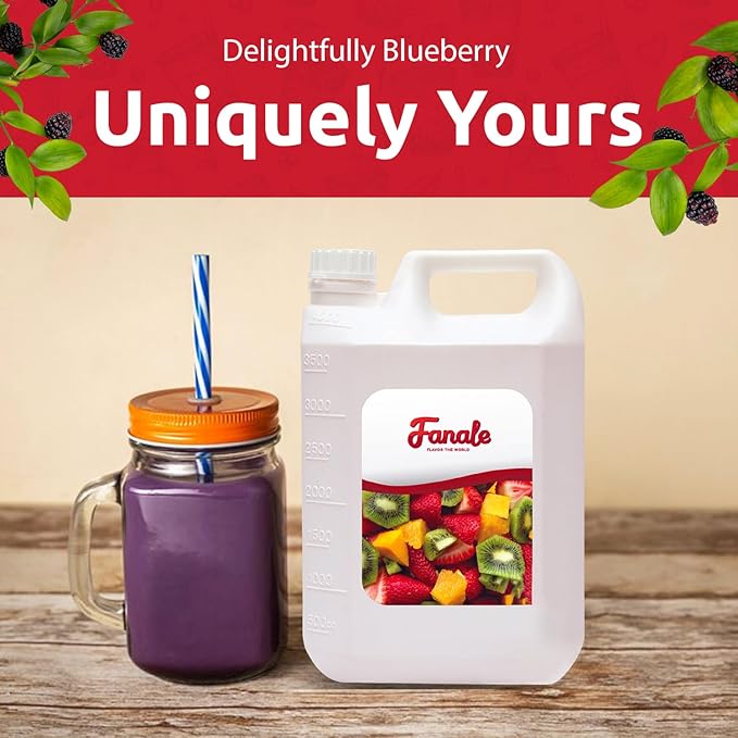 Fanale Premium Flavoring Concentrated Syrup for Bubble Tea 11 lb | Blueberry Flavor Syrup | for Boba Tea, Smoothies, Slushes, Desserts | 11lb | Pack of 4 | SRP170-CS