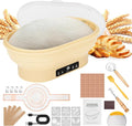 HK Electric Sourdough Starter Kit with 6-Temp Control & Timer, 11" Foldable Sourdough Bread Baking Supplies & Dough Warmer, Complete Banneton Bread Proofing Basket Set for Artisan Home Bakers