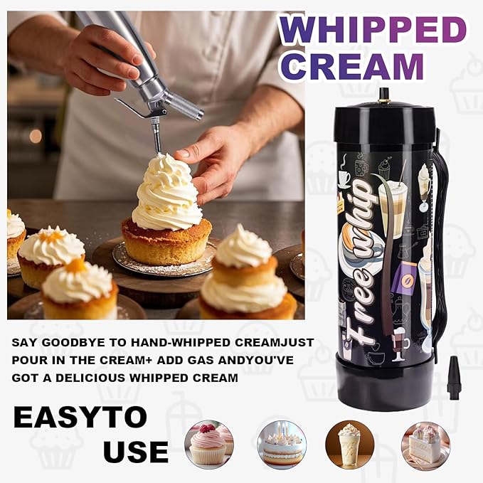 2100G Whipped Cream Charger Tank (1 Pack), 3.3L Food Grade Nitrous gas Cartridges for Desserts & Cocktails, Fits with Any Standard Dispensers, Leak Proof Steel