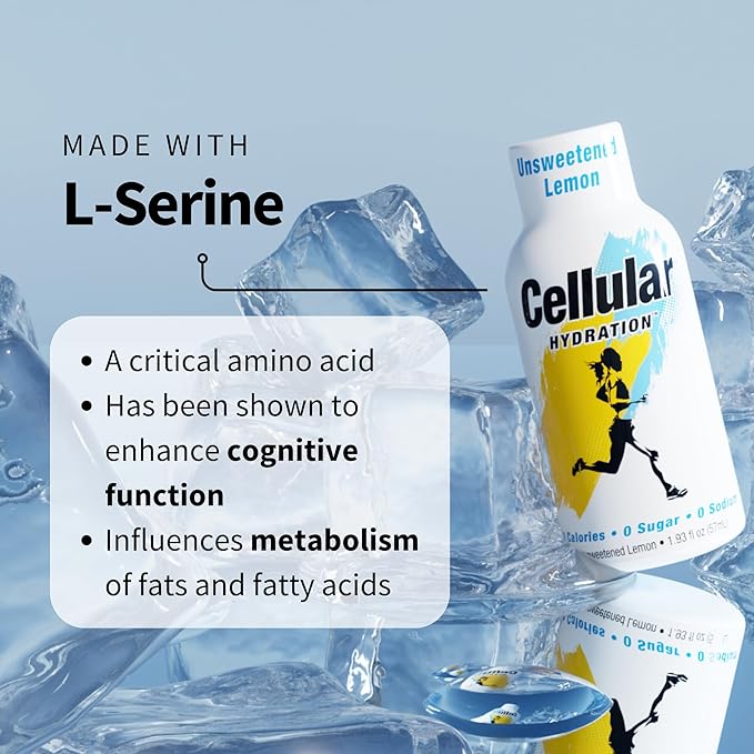 Cellular Hydration Shots Unsweetened Lemon Flavor – 24 Pack of 1.93 fl oz Shots – Electrolytes – Amino Acids – Zero Sugar – Zero Sodium – Vegan – Gluten-Free Hydration