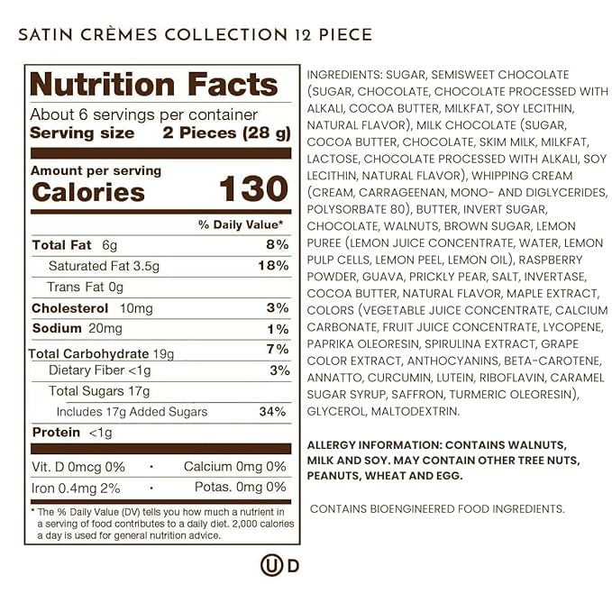 Ethel M Chocolates Premium Satin Crèmes Collection Chocolate Gift Box, Milk & Dark Chocolate Candy Assortment, 12 Pieces of Creamy, Smooth and Rich Chocolate Gems