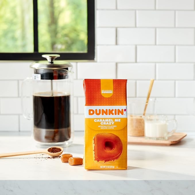 Dunkin' Caramel Me Crazy Flavored Ground Coffee, 11 Ounce (Pack of 1)