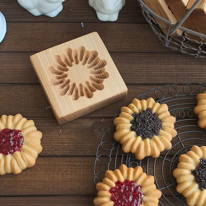 Wooden Cookie Biscuit Mold, 3D Baking Mold, Embossing Craft Decorating Baking Tool, Suitable for Halloween Thanksgiving Christmas Kitchen DIY (Cookies-C-3PCS)