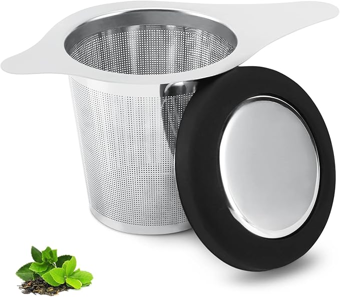 Tea Infuser Basket Stainless Steel Tea Strainer Tea Filter With Small Strainer And Lid Tea Diffuser For Loose Leaf Tea Superior Brewing Experience (One pack silver)