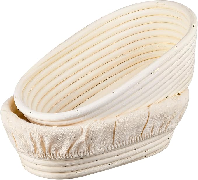 Banneton Bread Proofing Basket - Rattan Proofing Baskets for Sourdough Bread | Banneton Baskets Bowls with Linen Liners for Artisan Homemade Bread Baking (10 inch Basket Set of 2)