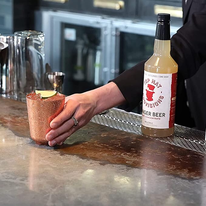 Top Hat Original Ginger Beer Syrup - Spicy Ginger Syrup for Soda Makers - Makes 32 Craft Sodas, Cocktails, Mules or Mocktails - Compatible with SodaStream - 32oz bottle