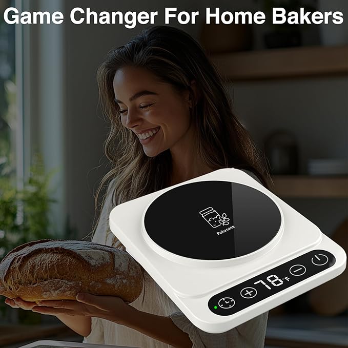 Pro Pakusane Sourdough Starter Warmer Mat 3.0 – Precise 1°F Temperature Control (70–100°F), Upgrade Sourdough Heating Mat Auto On/Off Heating, 12-Hour Timer, Game-Changer for Home Baking