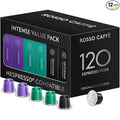ROSSO CAFFÈ 120 Espresso Coffee Pods for Nespresso Original Machines - Value Intense Pack of Rich and Bold Capsules, 3 Premium Dark Roasts Flavors (Intensity 9-12)