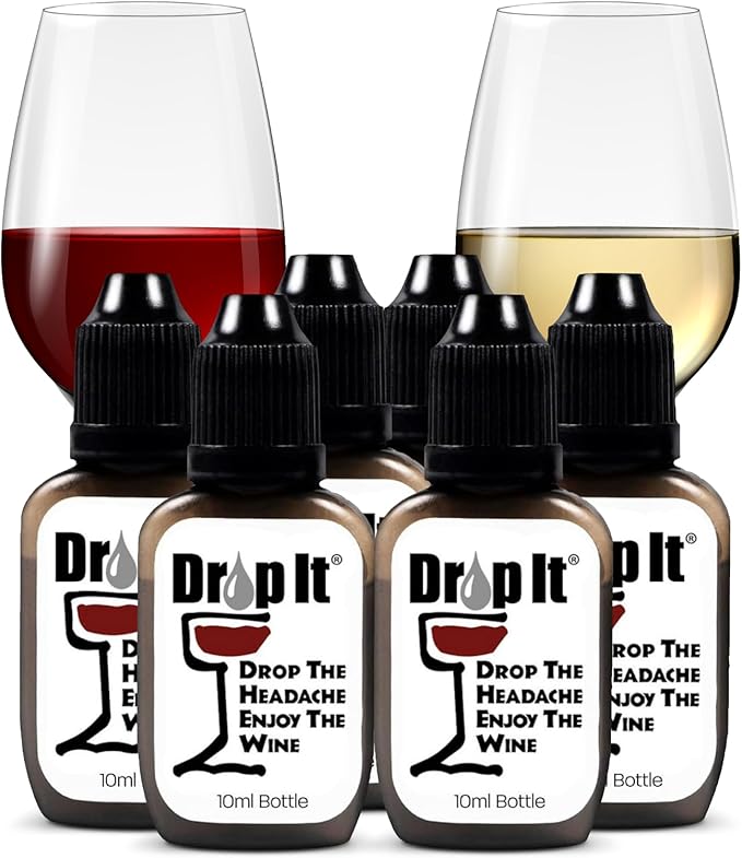 Drop It Wine Drops, Original - 10 mL, 6 Pack - Naturally Reduces Sulfites & Tannins in Red, White & Sparkling Wines - Portable, Easy to Use - Treats Up to 55 Glasses/9 Bottles of Wine Each - USA Made