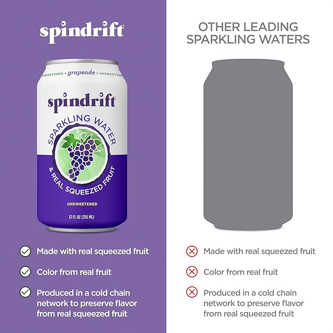 Spindrift Grapeade Can 12 Ounce (Pack of 24)