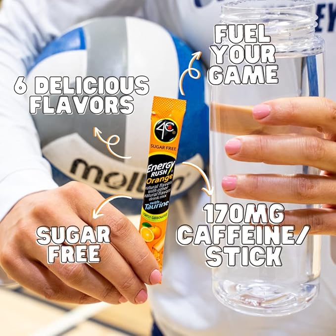 4C Powder Energy Rush Stix, Energy Rush - Orange 350 Count, Bulk Buy, Singles Stix, On the Go, Refreshing Water Flavorings, Value Pack