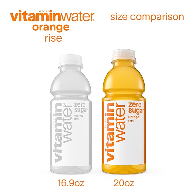 vitaminwater Zero Sugar Rise Orange Nutrient Enhanced Flavored Water Beverage, 20 fl oz Bottles, 12 Pack