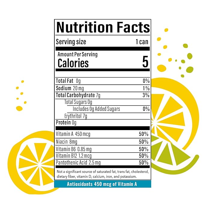 BUBBL'R lemon lime twist'r, Antioxidant Sparkling Water with Natural Caffeine, 0g Sugar, Gluten Free, All Natural Flavors, 12 Fl Oz Cans, 12 Count