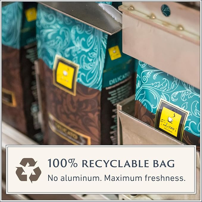 Filicori Zecchini Italian Espresso Beans – Whole Bean Coffee Medium Roast Arabica & Robusta Blend – Low Acidity, Slow Roasted – Delicato 340g