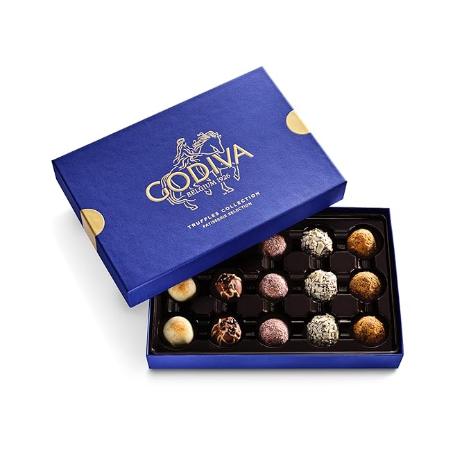 Godiva Patisserie Chocolate Truffle Gift Box, Belgian Dessert Chocolates with Ganache Center, Gourmet Gift for Birthdays, Holidays, Non-GMO & Kosher, 15 Pc