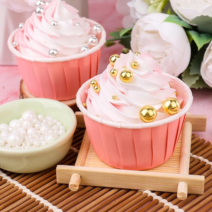 Yellow Edible Pearls for Cake Decorating, 6 Sizes Mix Sugar Sprinkles Cupcake Topping Cake Decorations, Wedding Party Christmas Supplies 4.6 oz