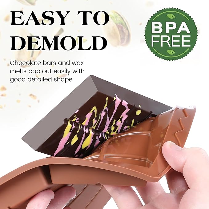 1 Pc Chocolate Bar Mold Deep Large Chocolate Molds Silicone Break Apart Thick Silicone Molds for Candy Bar (10 Snap）
