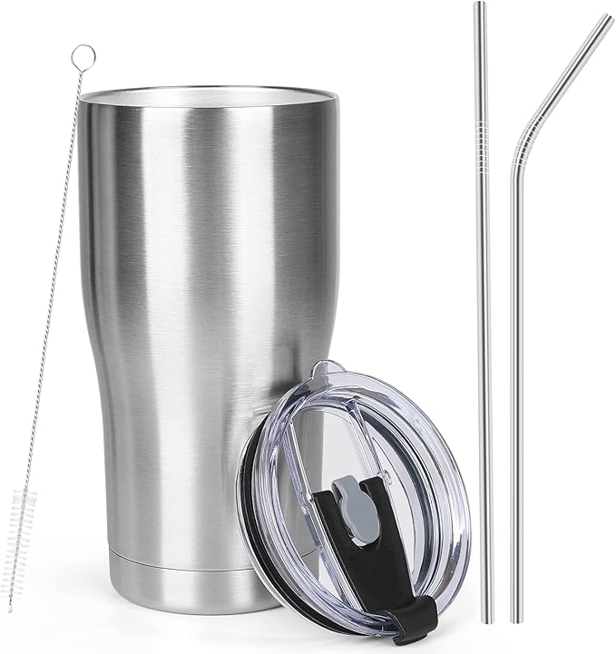 MEZMUT 20oz Coffee Tumbler with Lid and Straw Double Wall Vacuum Insulated Cup Stainless Steel Travel Mugs Insulated for Hot and Cold Leakproof Powder Coated Tumbler for Indoor and Outdoor