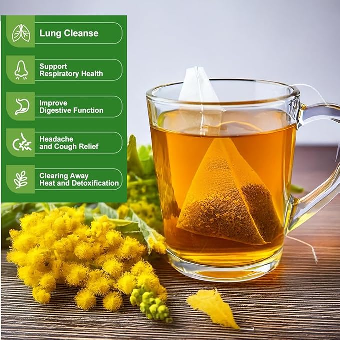 BLUE TEA - Mullein Tea - 50 Count - Pyramid Plant Based Tea Bag | Lungs Detox & for Respiratory Support | Herbal Tea - Caffeine Free - Leaf Based - Non-Bitter | Ziplock Pack