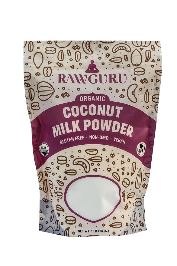 RawGuru Organic Coconut Milk Powder - Vegan & Nutrient-Dense Powder with Iron & Potassium - Rich & Creamy Organic Milk for Drinking or Baking - 16 oz, Pack of 1