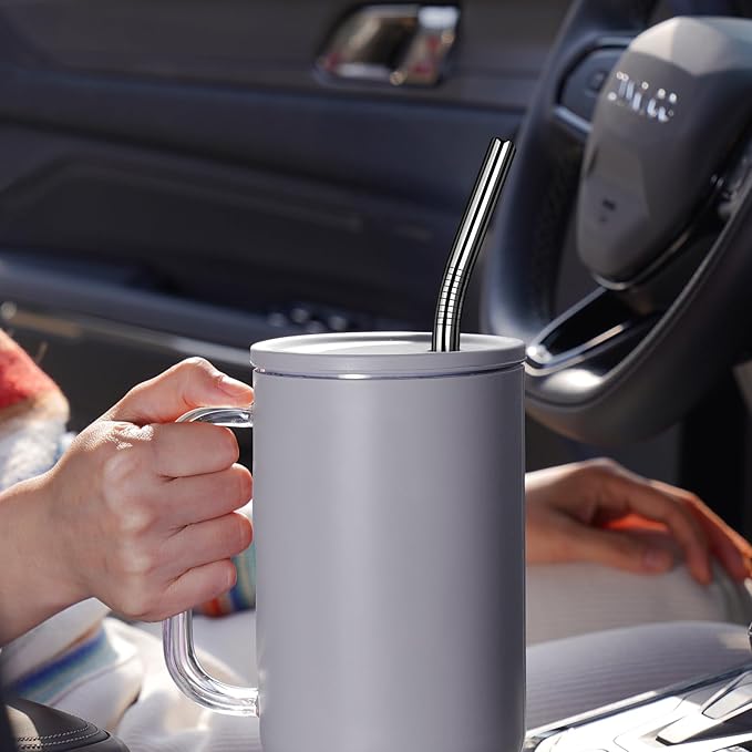 Tomorotec 40oz Straws, 14PCS Stainless Steel Replacement Straws for Stanley 40oz Adventure Quencher Travel Tumblers with Cleaning Brushes 2PCS, Food-Grade, Dishwasher Safe for Smoothies (Black)
