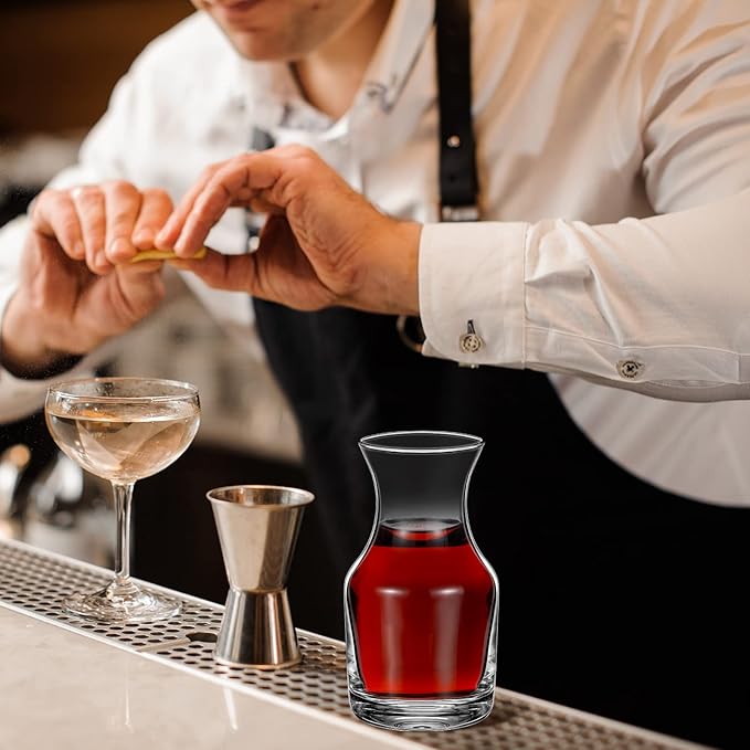 6 Pack Single Serving Wine Carafe Glass Small Mini Carafe Individual Wine Refill Decanter for Dinner Parties Tastings Bars Restaurants (7.7 oz)