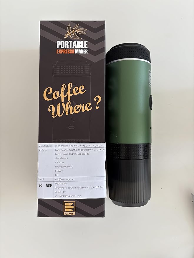 Portable Electric Espresso Machine, Travel Coffee Maker Brewer Compatible with Ground Coffee & NS Capsules (Green with LCD Screen)