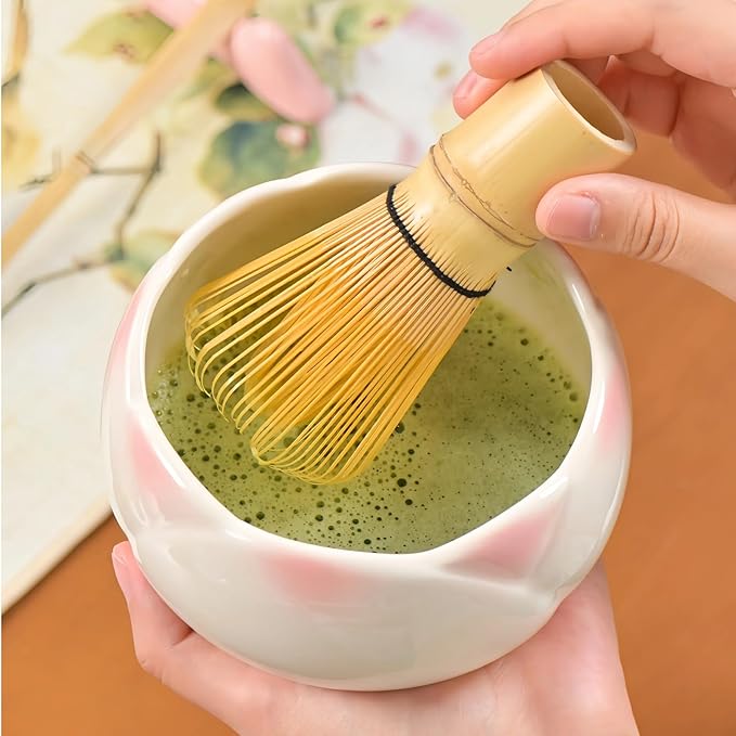 8 pieces Handmade Gift box set of ceramic matcha bowl, Japanese retro high appearance level tulip matcha bowl